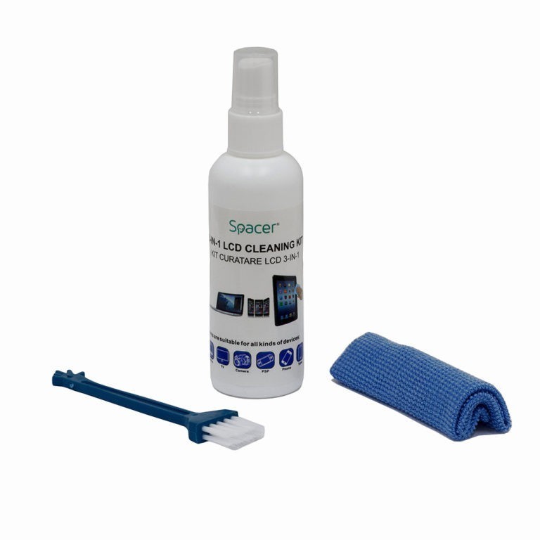 Kit Curatare LCD 3-in-1 Spacer - Solutie 100ml + Pensula + Microfibre