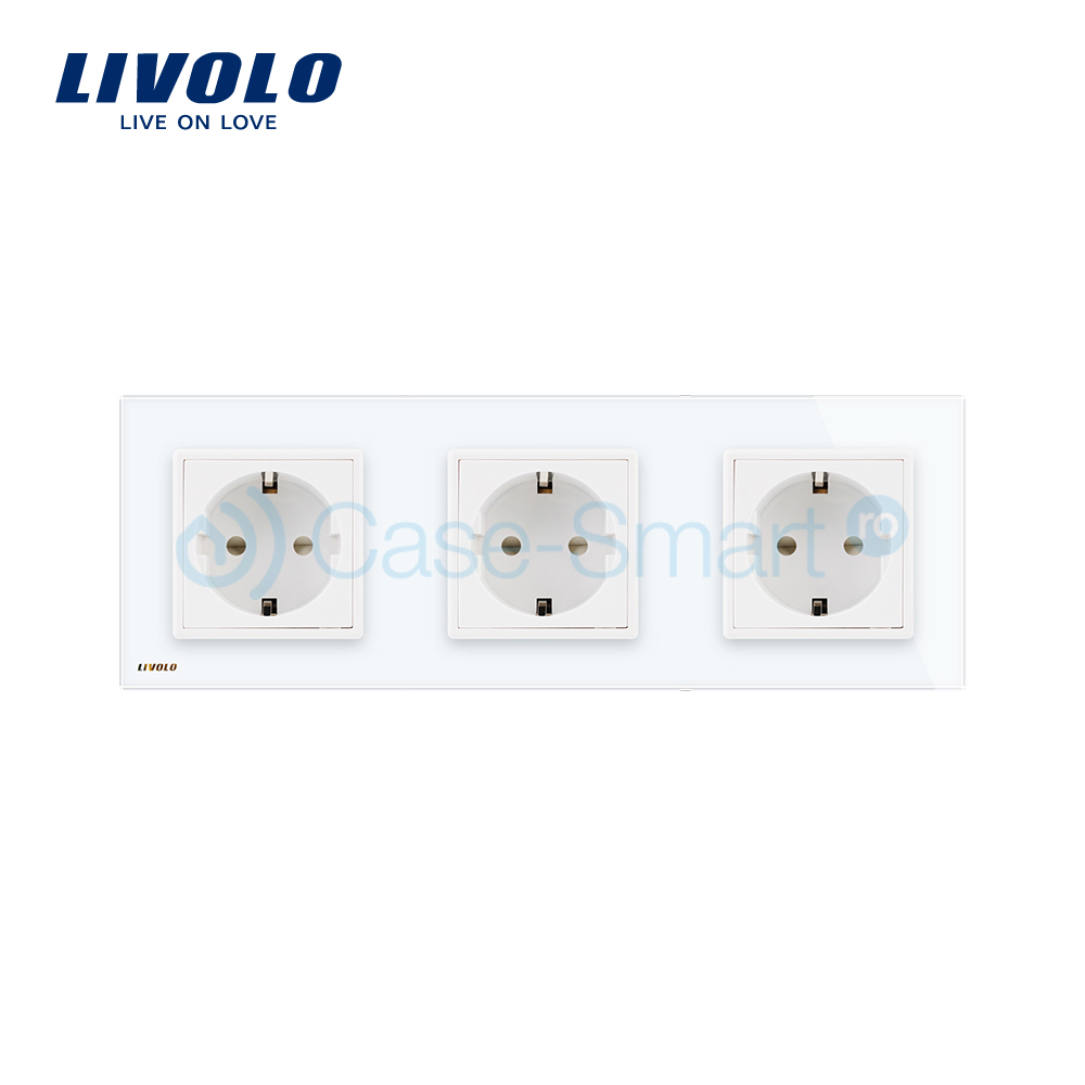 Priza Triplă Livolo cu Ramă Sticlă | Design Modern - imagine 2