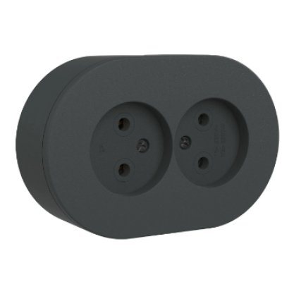 Priză dublă fără CP Ovivo XONE OV00959, 16A, IP54, antracit