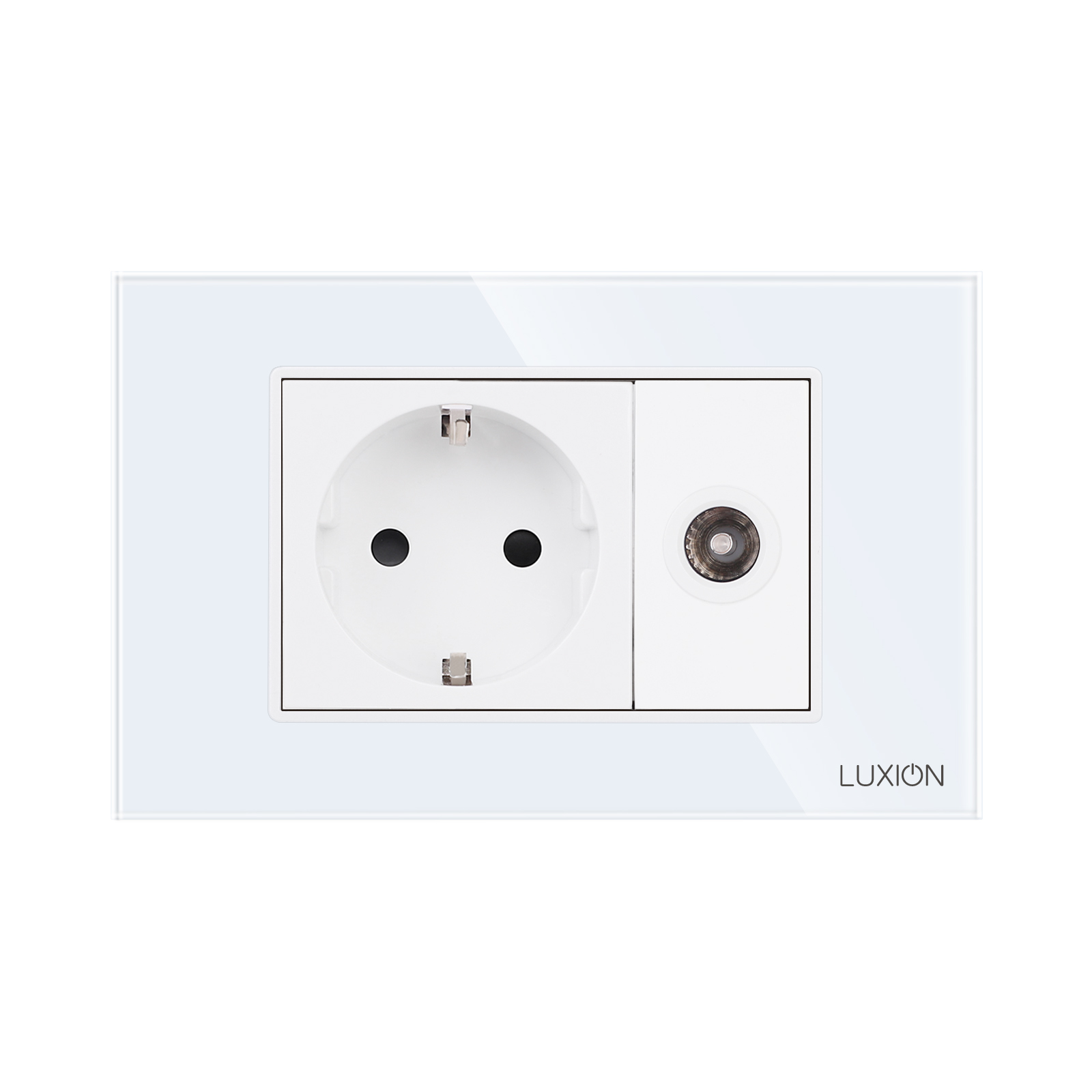 Priza Schuko + Priza TV cu Rama din Sticla LUXION, 3M - imagine 2