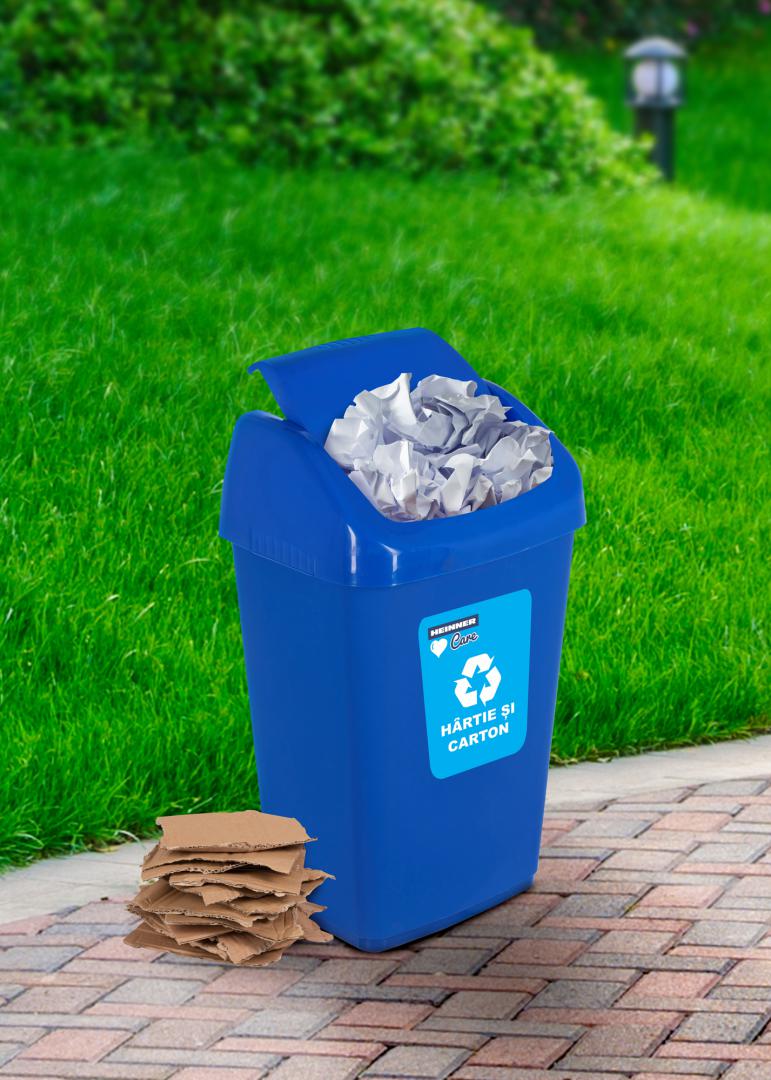 Cos Gunoi Reciclare Heinner 35L Albastru - Capac Batant - imagine 3