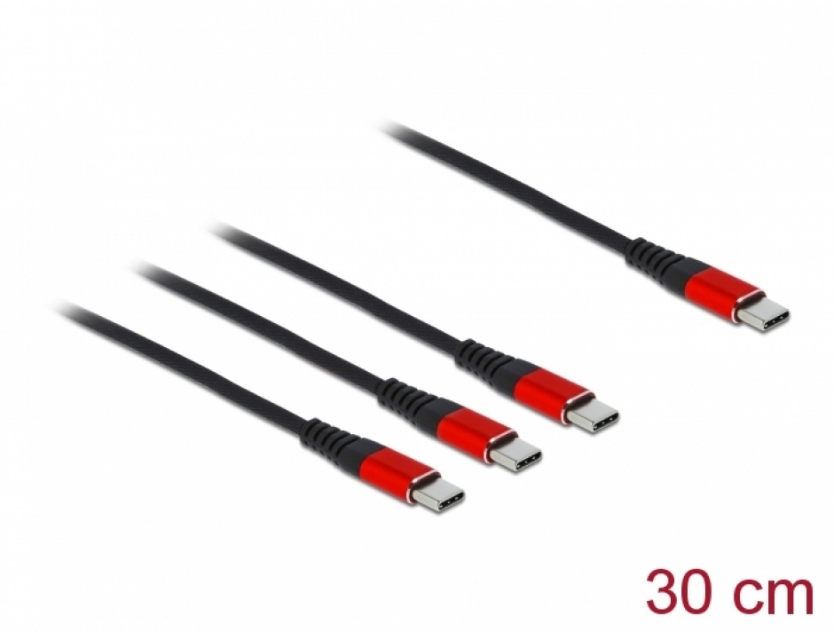 Cablu Incarcare Delock USB-C 3-in-1 0.3m