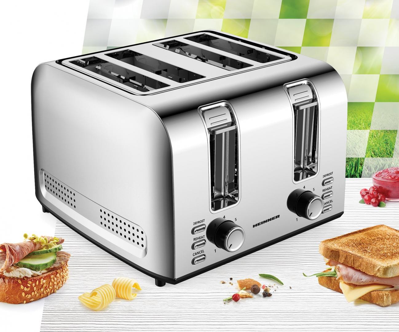 Prajitor Paine Heinner 4 Felii 1500W Inox - HTP-4S1500SS - imagine 4