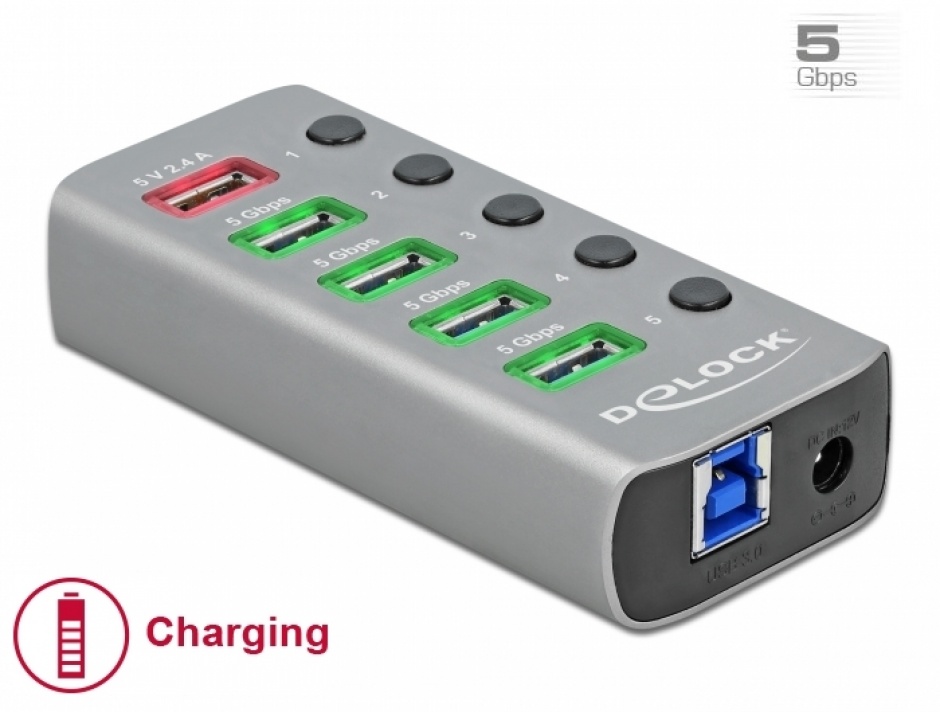 Hub USB Delock 4 Porturi 3.2 + Fast Charging