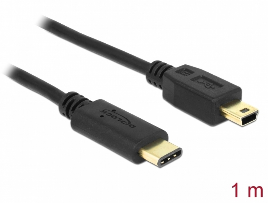 Cablu USB-C la Mini USB-B 1m Negru Delock
