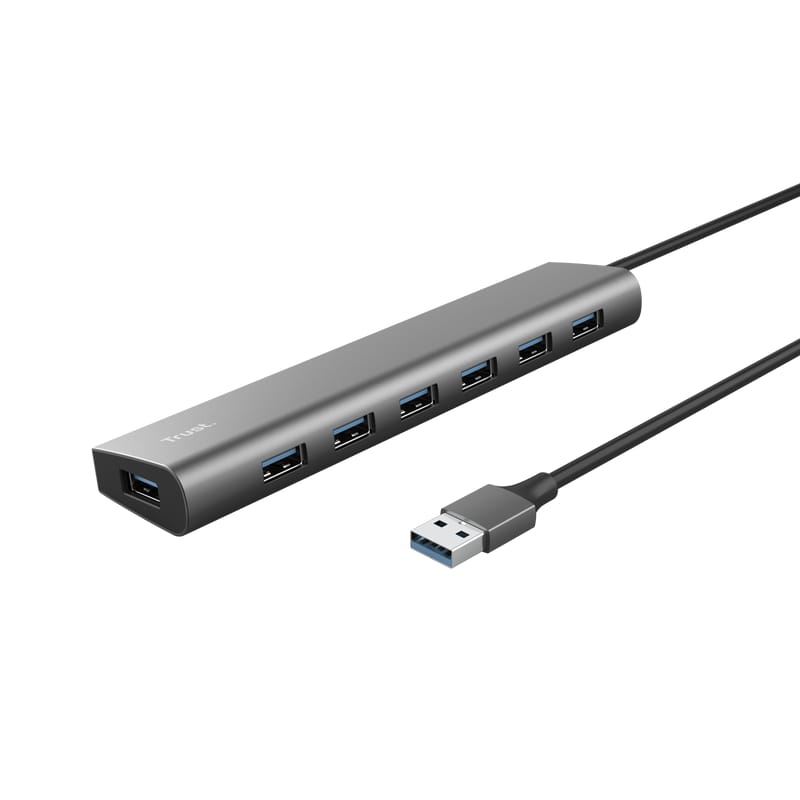Hub USB Trust Halyx 7 Porturi USB 3.2 Aluminiu Gri - imagine 4