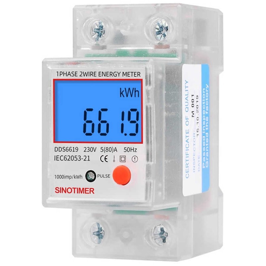 Contor monofazat Sinotimer DDS6619-013, 230V, șină, LED