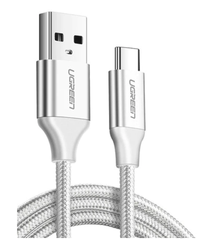 Cablu de date UGREEN US288 USB la USB Type-C Alb