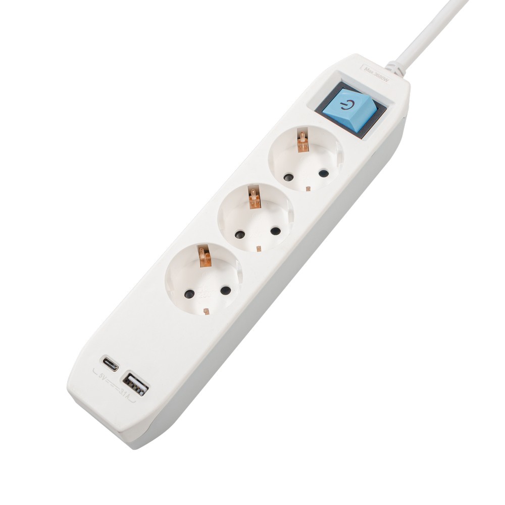Prelungitor SPACER 3 Prize Schuko, USB, Type-C, 4.5m, 3500W