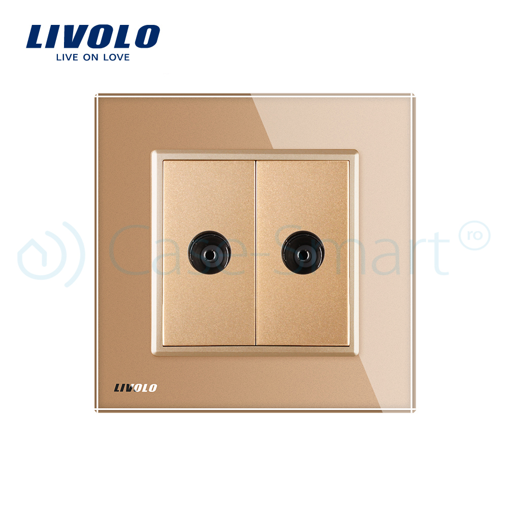 Priză TV Dublă Livolo cu Ramă Sticlă - imagine 18