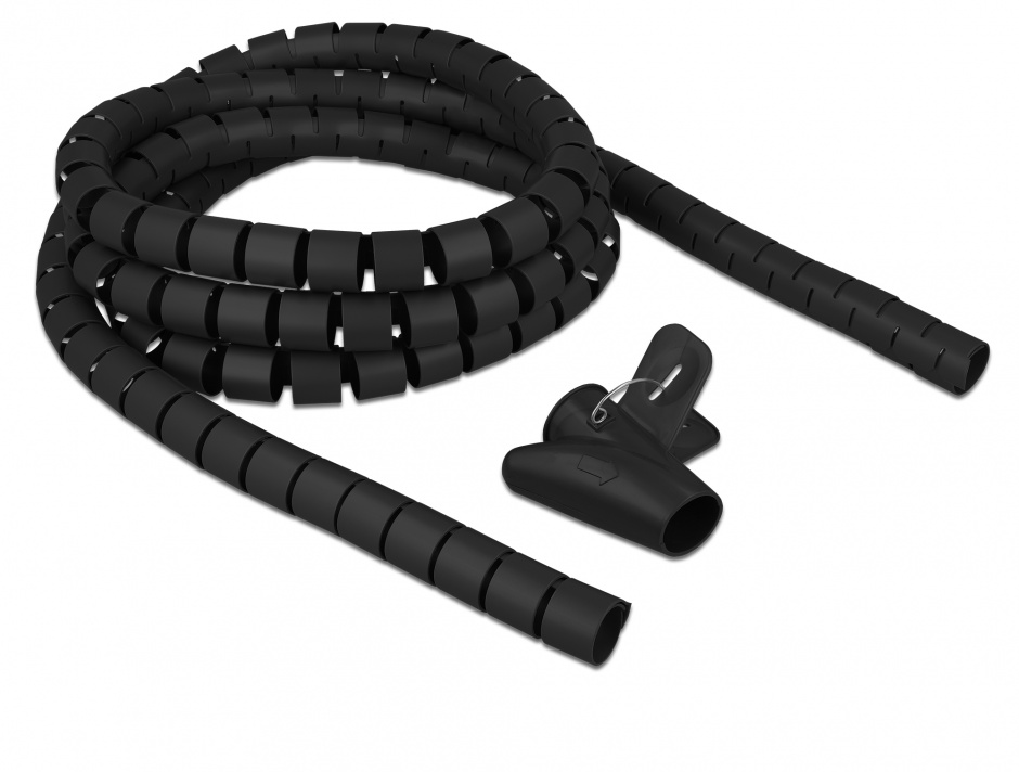 Organizator Cabluri Spiralat Delock 2.5m Negru