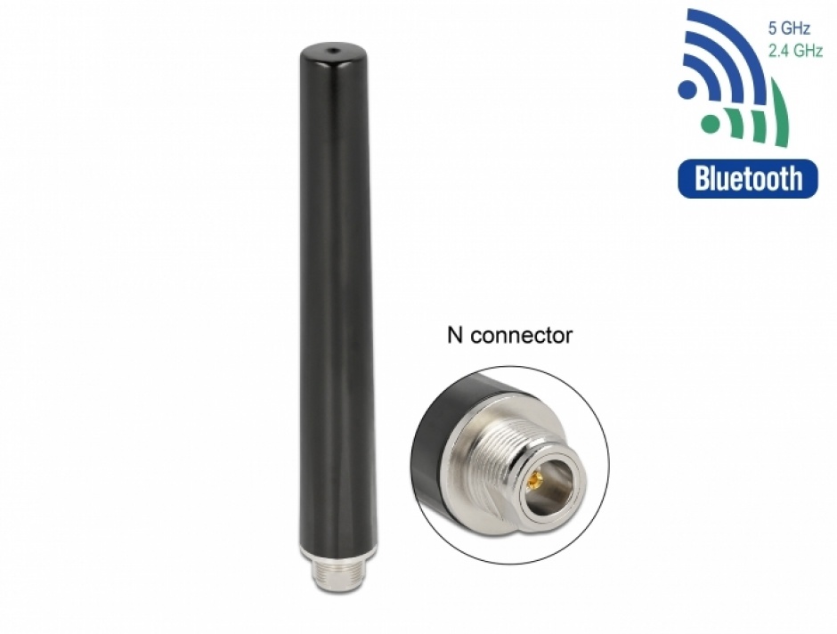 Antena WiFi 6 Delock 5dBi, Exterior IP65, Dual Band - imagine 1