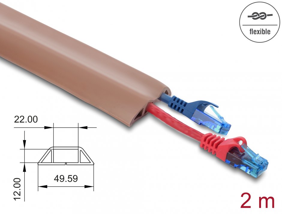 Canal Cablu Flexibil PVC Autoadeziv Delock 2m