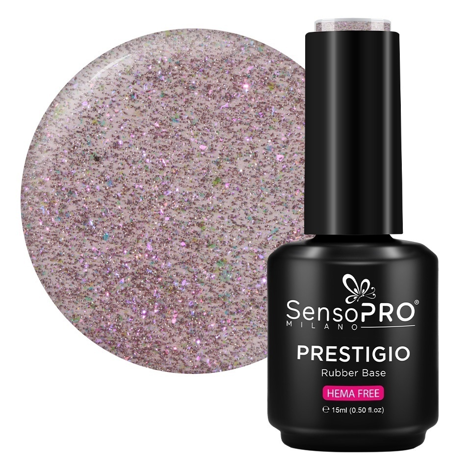 Rubber Base SensoPRO Milano Twinkle Plum 15ml, Hema Free