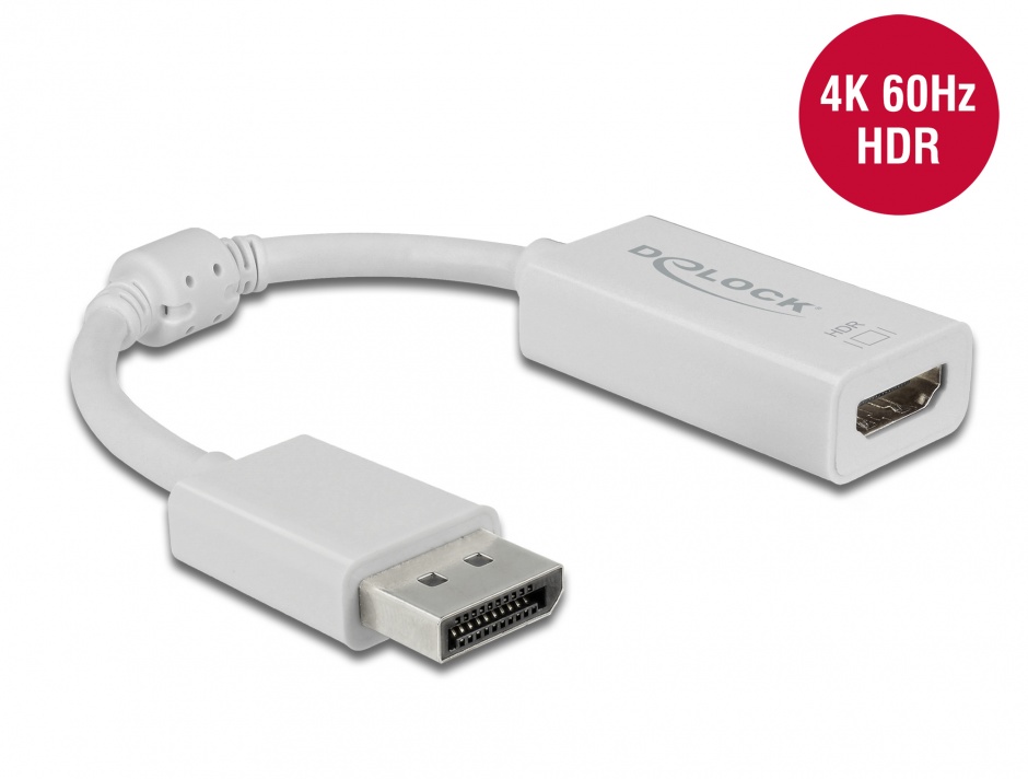 Adaptor DP 1.4 la HDMI 4K HDR, Alb, Delock