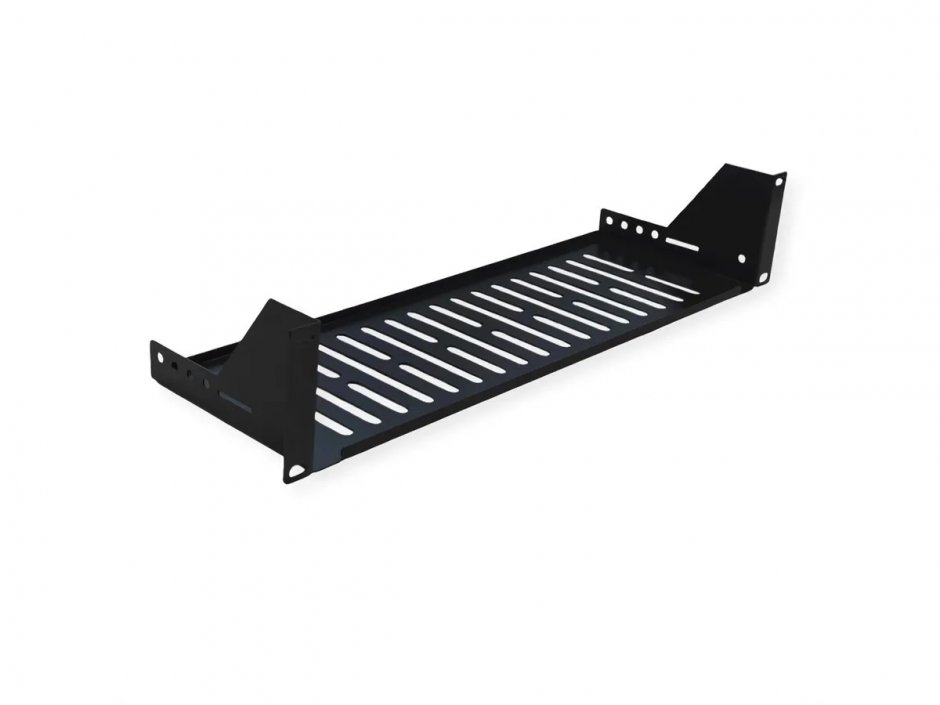 Raft fix Value 19" 2U, 440x150 mm, max. 15 kg, Negru