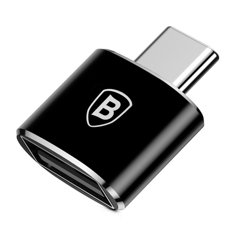 Adaptor Baseus OTG USB-C la USB 3.0, Metalic, Negru - 5Gbps