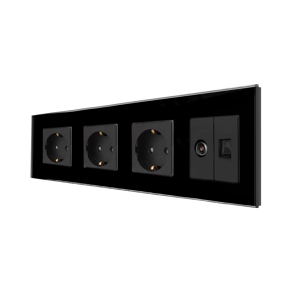 Priza Tripla Schuko, TV, Internet, Rama Sticlă LUXION - imagine 5