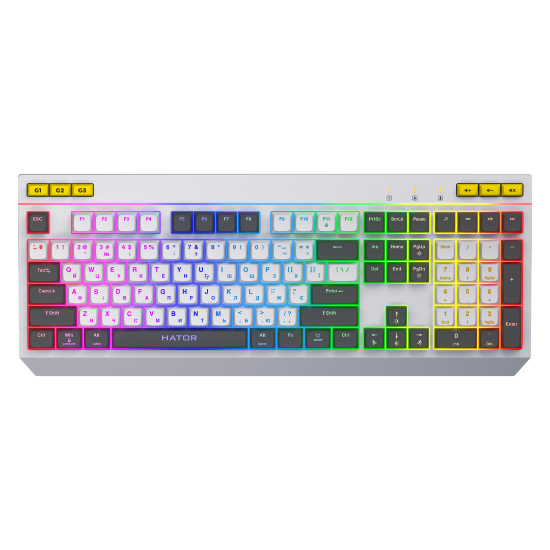 Tastatură Mecanică HATOR Icefall USB 1000Hz RGB Alb