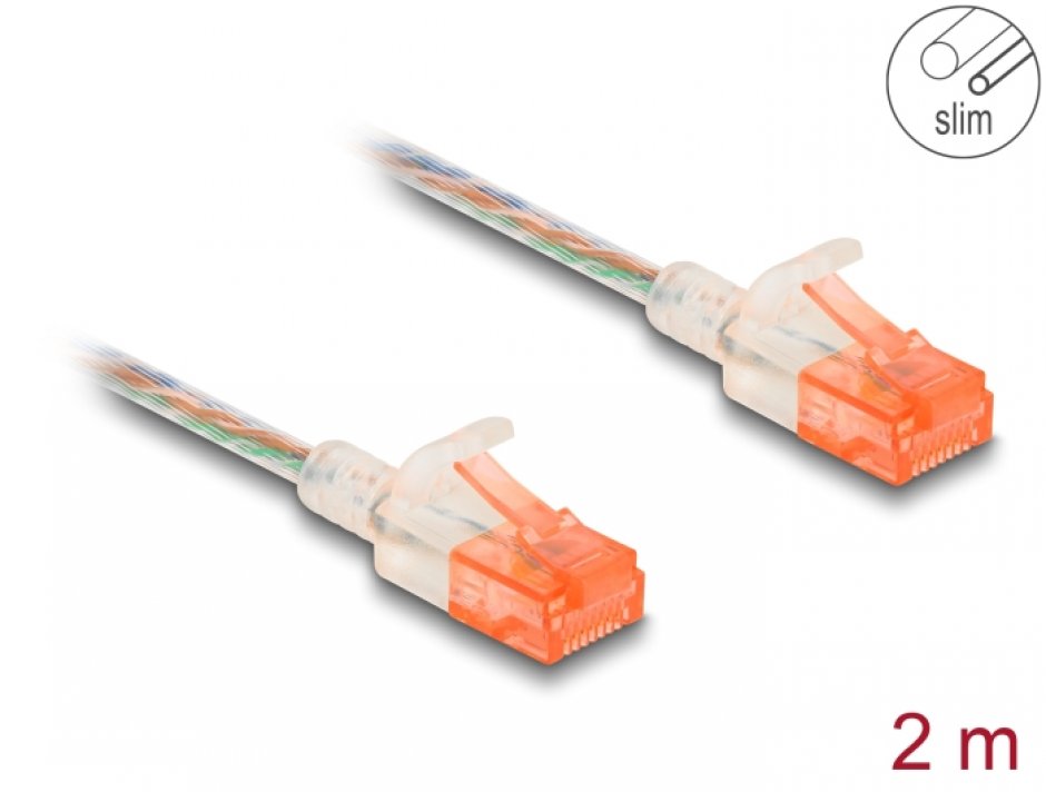 Cablu RJ45 Cat.6A Slim 2m Transparent Delock