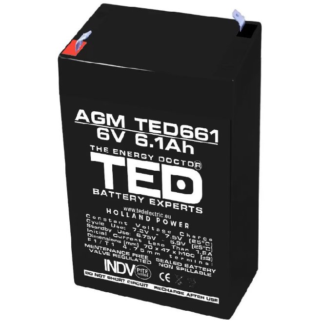 Acumulator AGM VRLA 6V 6,1A TED Expert Holland TED661