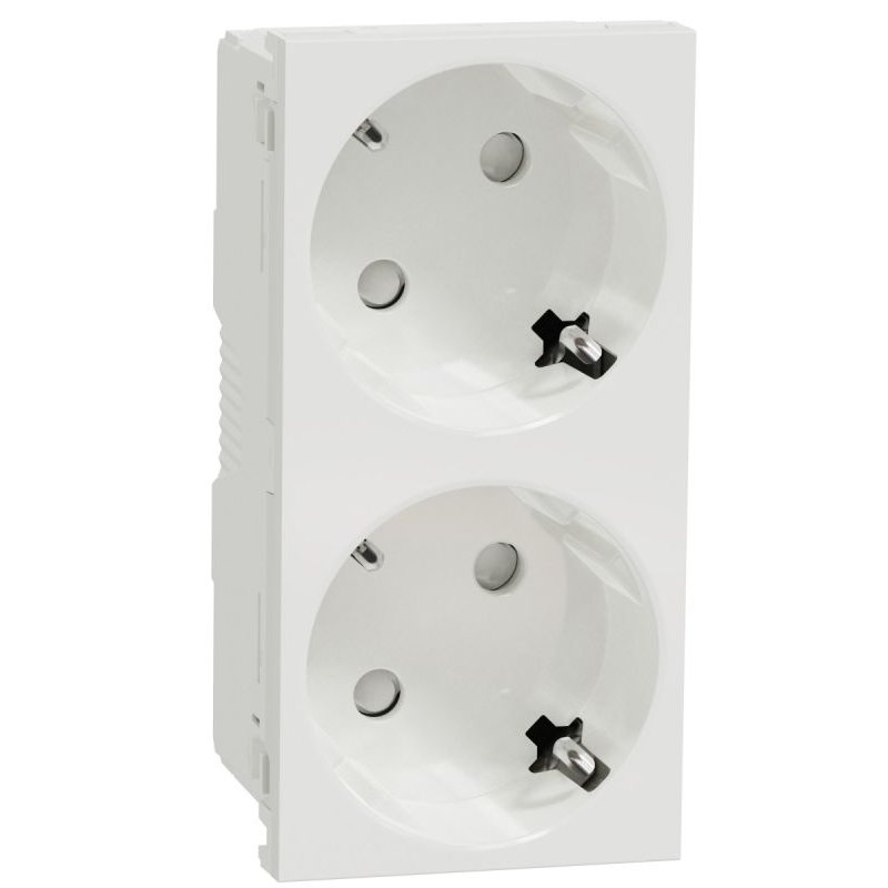 2x Priză modulară 2P+E cu obturator Schneider Unica alb