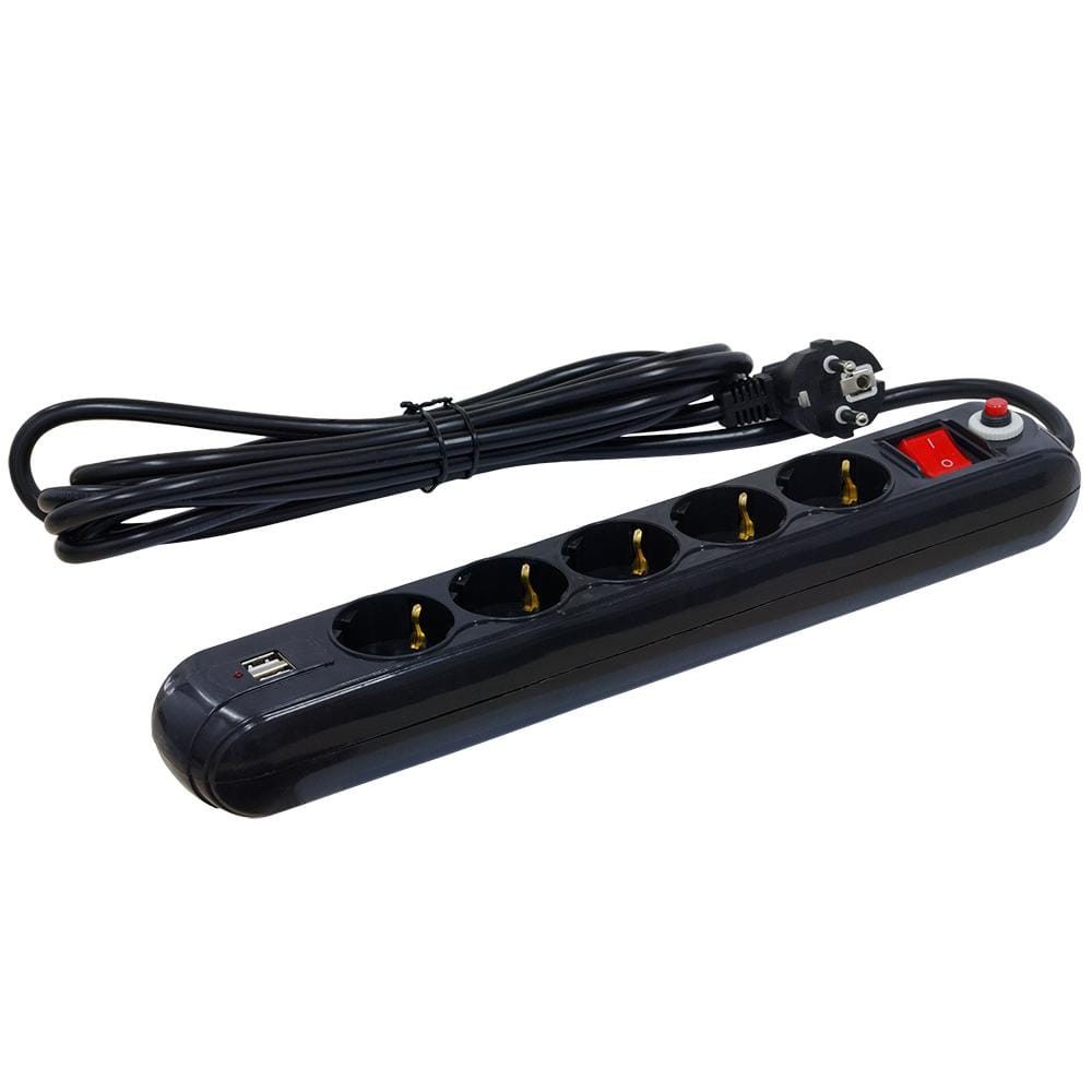 Prelungitor Spacer PP-5-45B-USB, 5 Prize + 2 USB, 4.5m - imagine 2