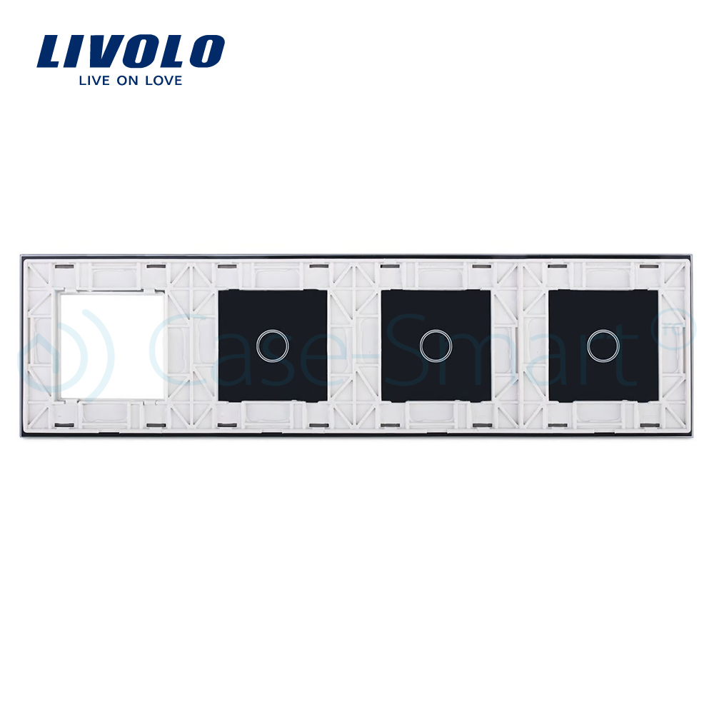Panou Livolo 3 Touch + Priză, Sticlă Crystal - imagine 2