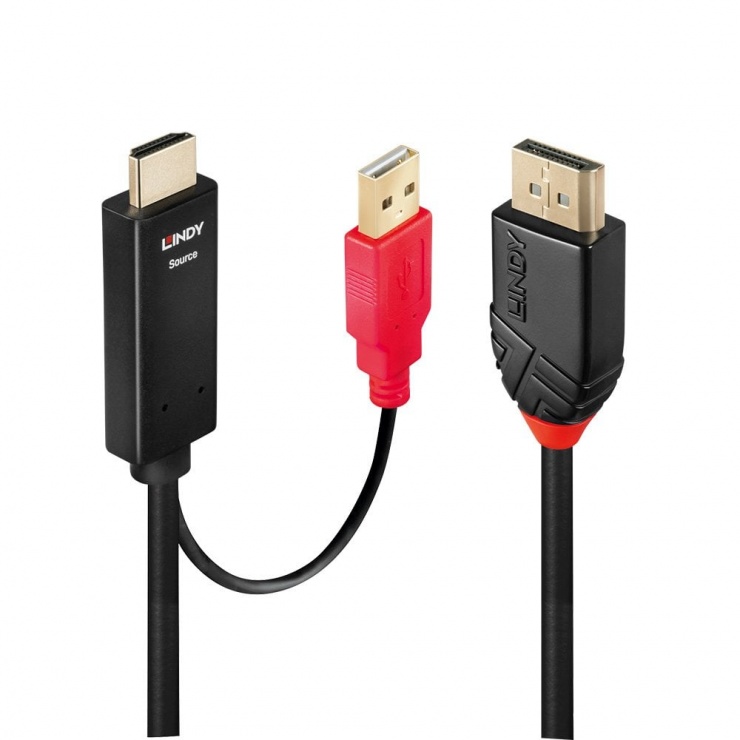 Cablu HDMI la DisplayPort Lindy, 2m, 4K