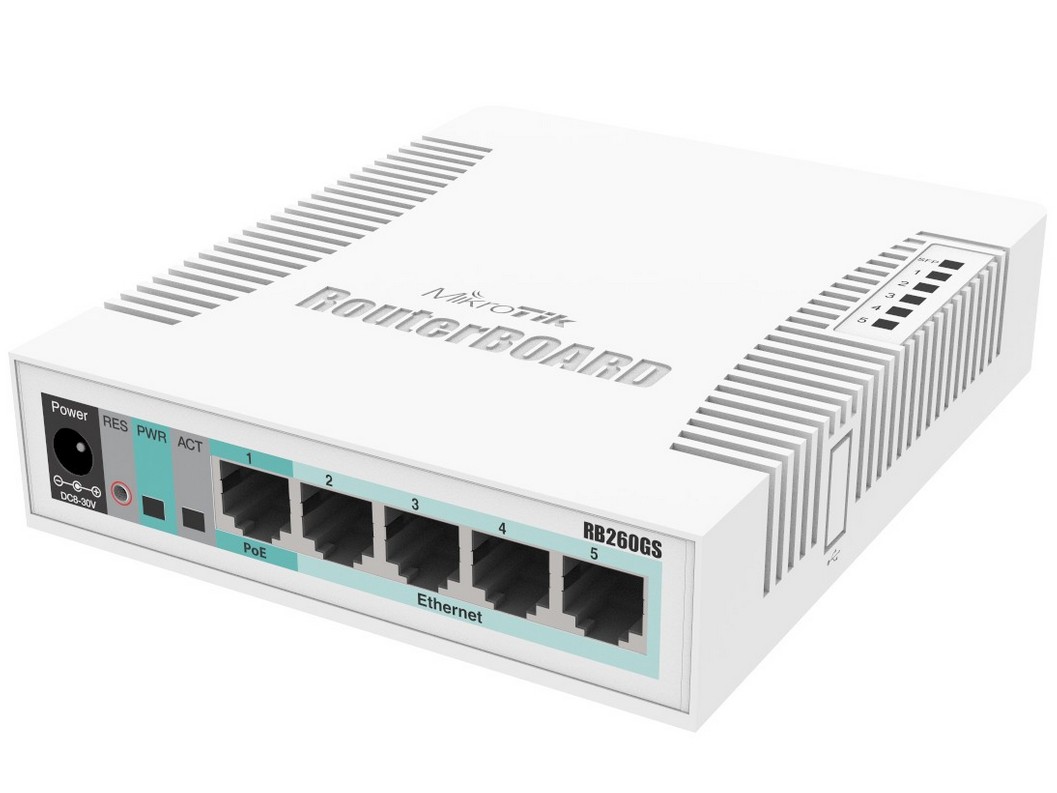 Switch  cu management Gigabit Ethernet (10/100/1000), suport pentru PoE, CSS106-5G-1S