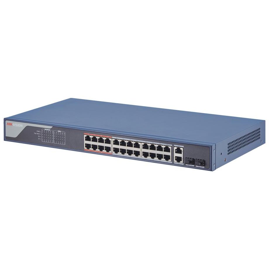 Switch Hikvision 24 Porturi PoE 100Mbps, Management L2