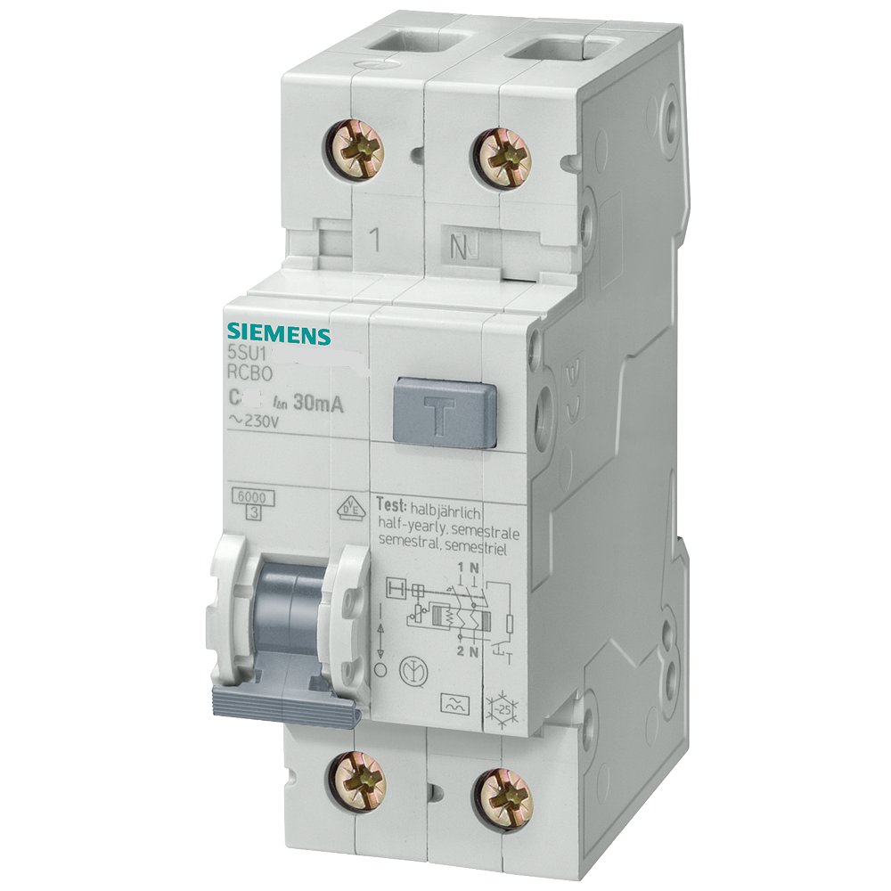 RCBO Siemens 40A/30mA, 6kA, Siguranță Maximă