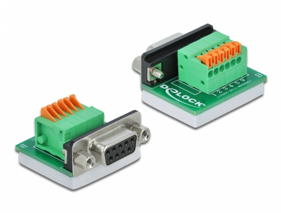 Bloc terminal D-Sub 9 Delock, orizontal cu buton
