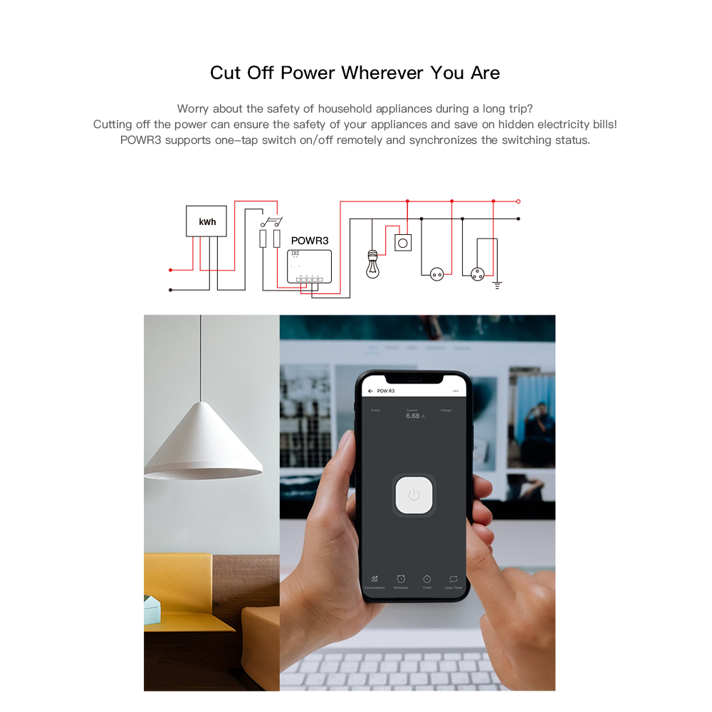 Releu Wi-Fi Sonoff Pow R3, 25A, Smart Home - imagine 6