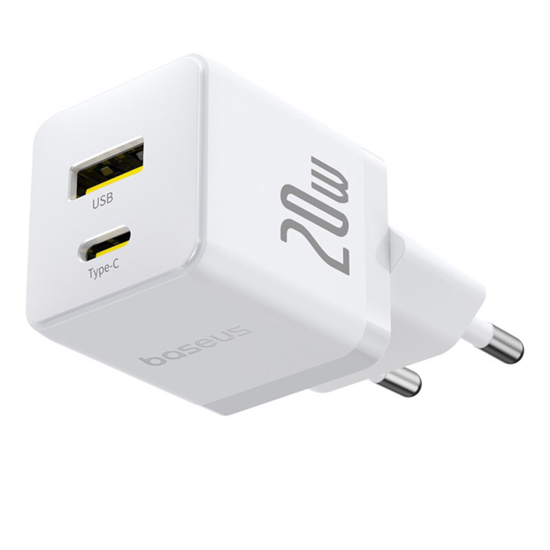 Încărcător Rețea Baseus Palm Quick Charge 20W USB-C și USB Alb - imagine 4