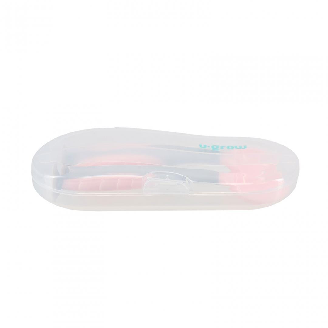 Set Tacâmuri Bebeluși Roz U-Grow - Linguriță și Furculiță Ergonomică - imagine 4