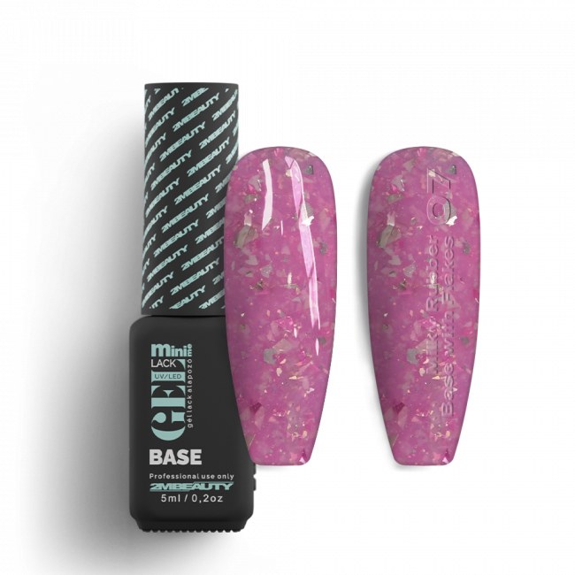 Oja Semi Gel Lack 2M Milky Rubber Base cu Sclipici Nailshop