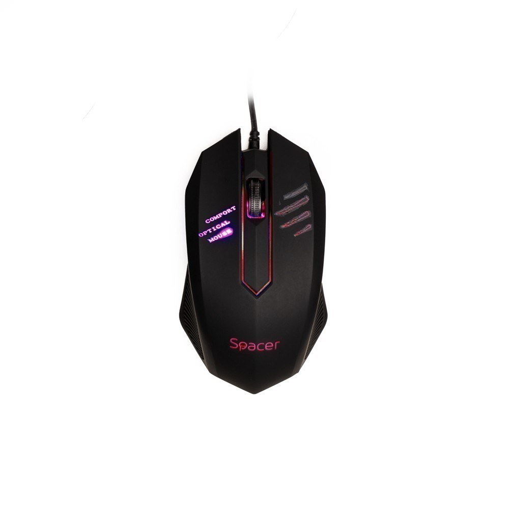 Mouse Spacer SPMO-M20 cu fir, 1000 DPI, USB, Negru
