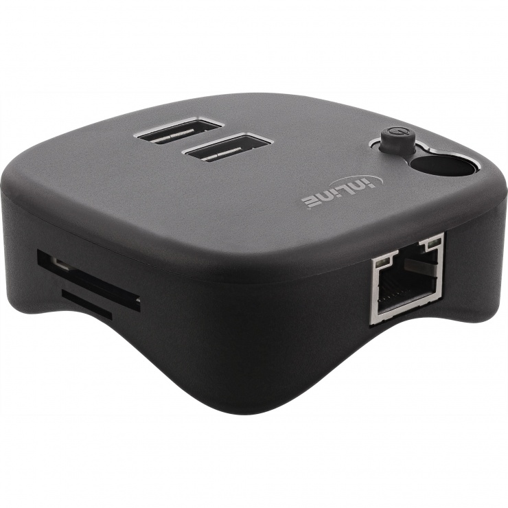 Hub USB 3.0 InLine cu LAN și Cititor Carduri