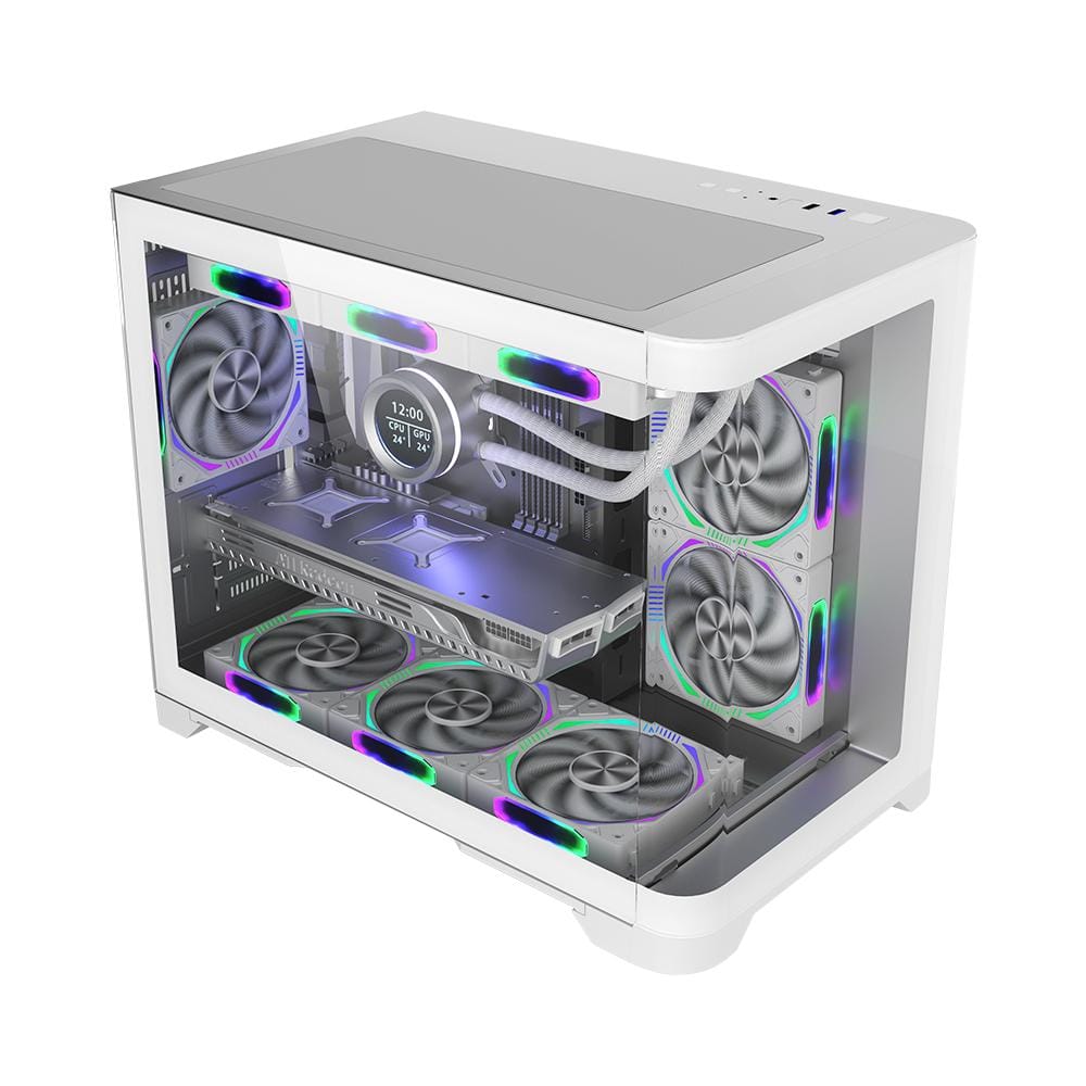 Carcasa 1STPLAYER UV6 Cube Tower ARGB Alb - Gaming Premium - imagine 3
