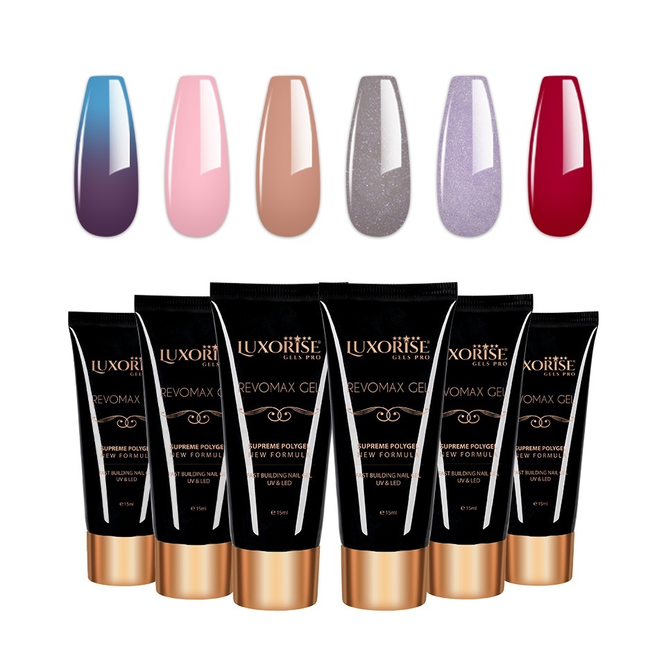 Set 6 Polygel REVOMAX LUXORISE | Constructie Unghii Profesionala