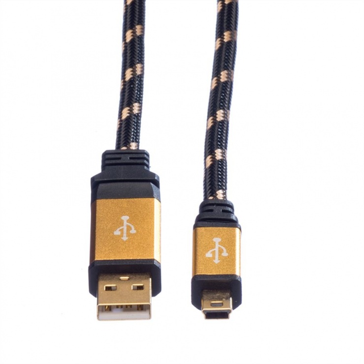 Cablu Roline USB 2.0 Mini-B 3m, Aurit