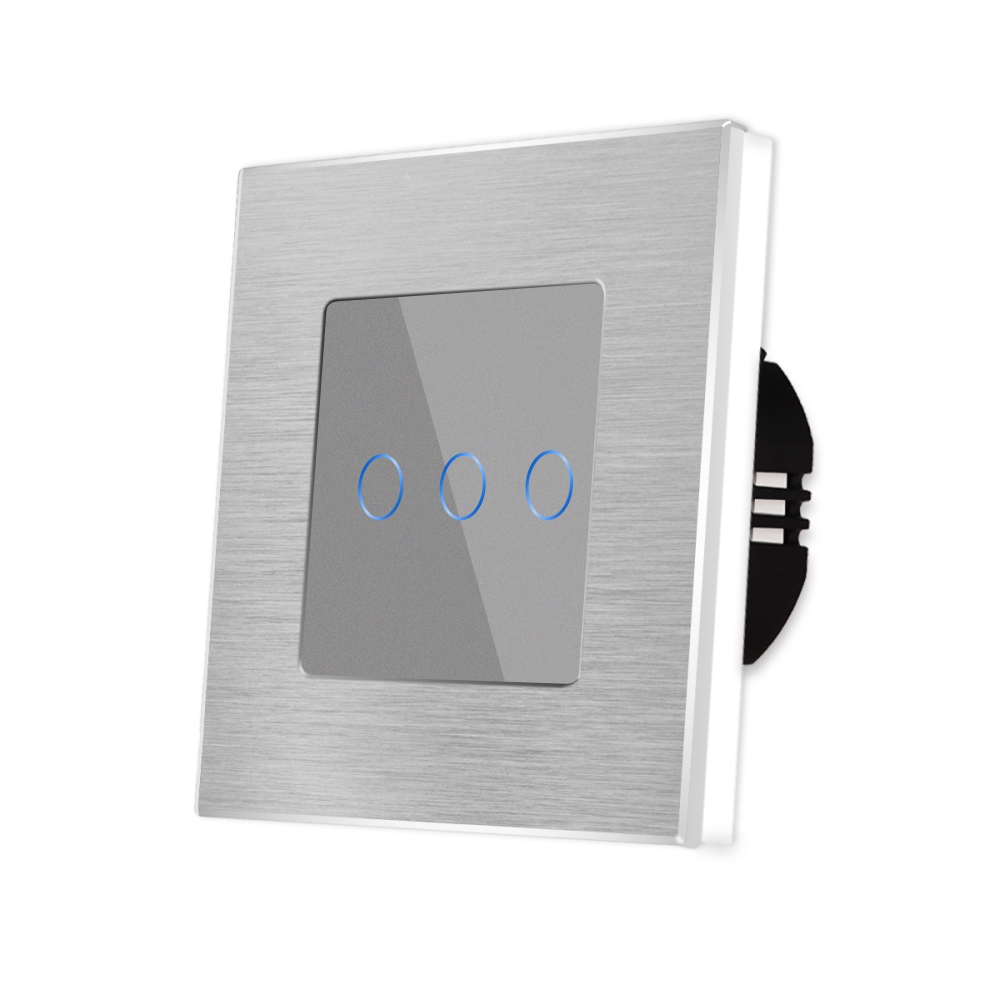 Întrerupător Triplu Touch Sticlă și Aluminiu, 500W - imagine 13
