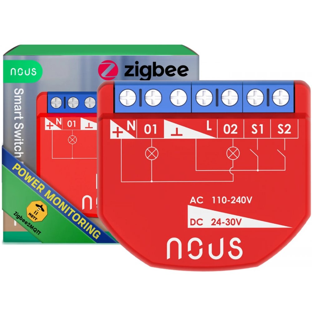 Releu ZigBee Nous B3Z, 2 Canale, 16A, Monitorizare