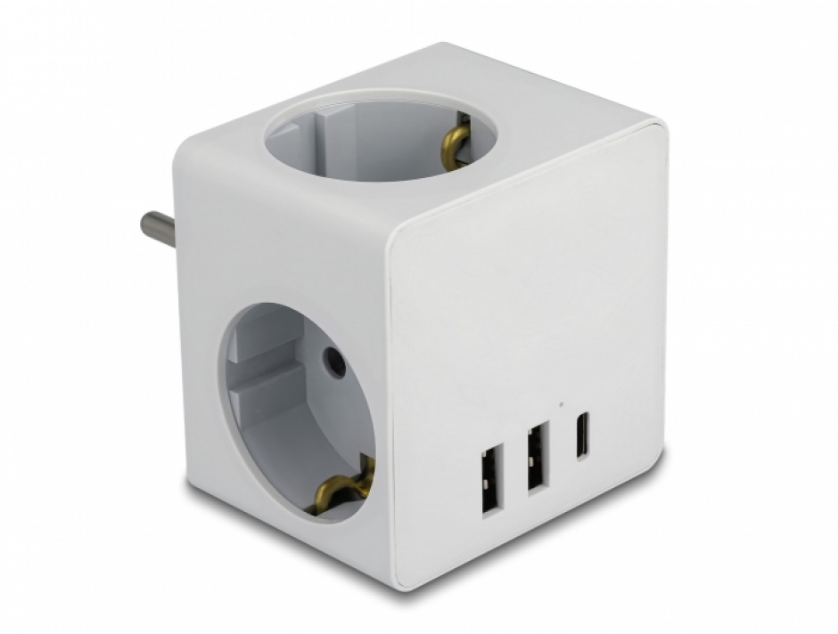 Prelungitor Cub Delock 3xUSB, Alb