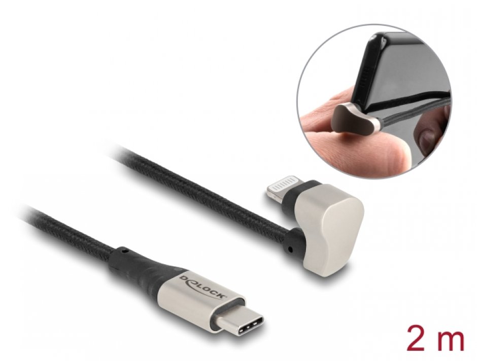 Cablu Delock USB-C la Lightning 2m, 180°, MFi