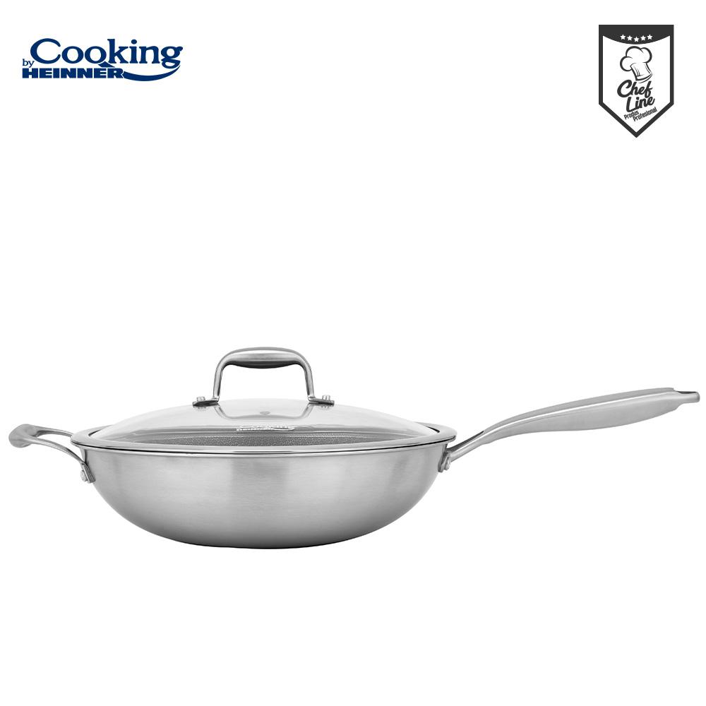 Tigaie Wok Heinner Titanium3 30cm Inox cu Capac - 4.5L - imagine 3