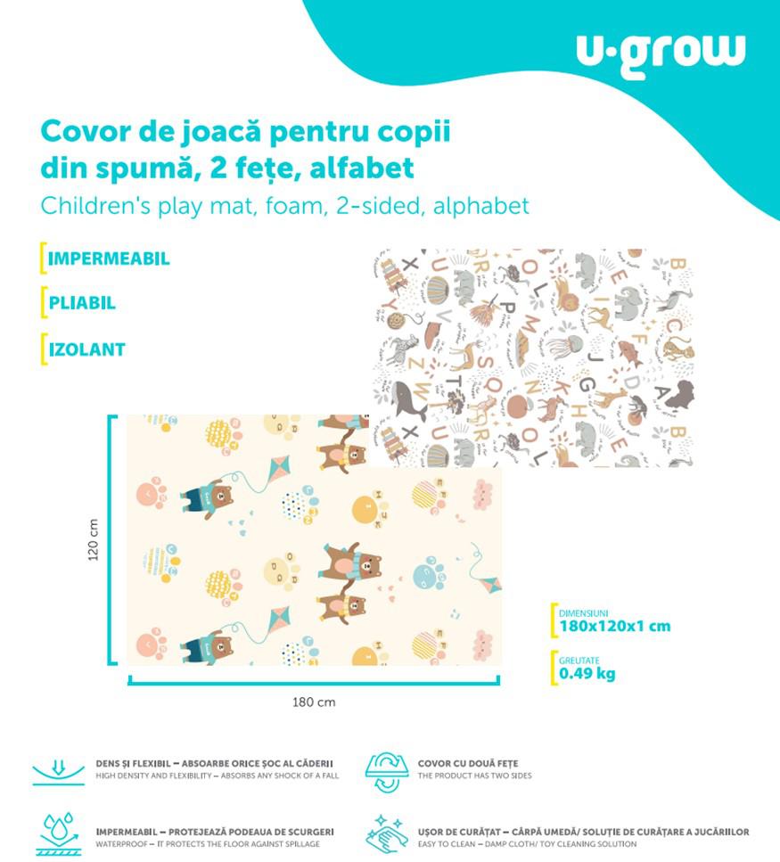 Covor Joacă Spumă Pliabil 2 Fete 120x180 cm - Alfabet - imagine 10