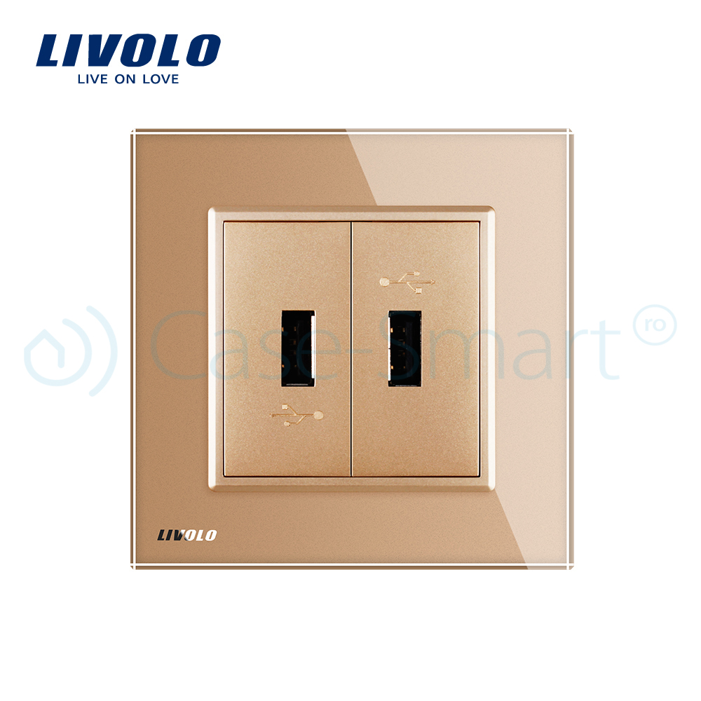 Priza Dubla USB Livolo cu Rama Sticla - imagine 18