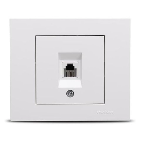 Priza Telefon RJ11 Ovivo Grano OV00033, 10A, Alb Natural